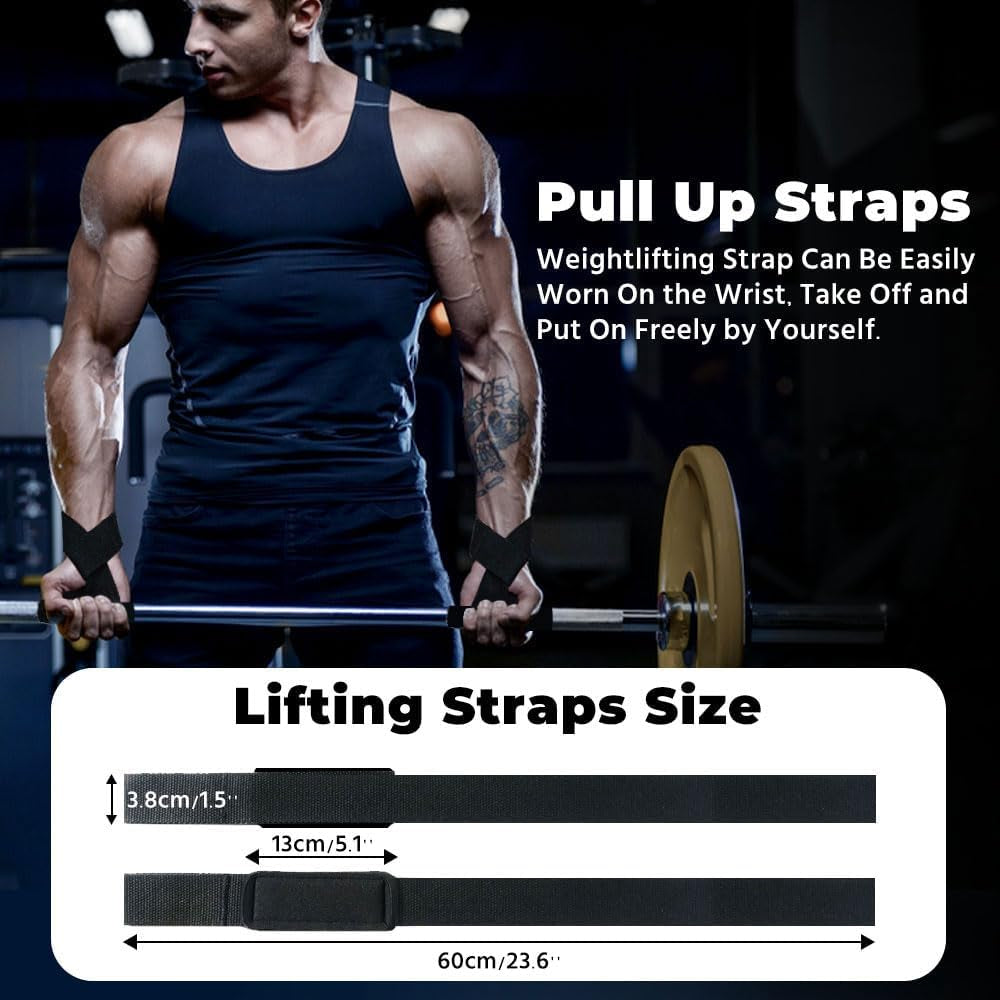 Lifting Straps, Weightlifting Straps, Deadlift Straps with Padded Neoprene for Power Lifting, Bodybuilding, Gym Workout, Strength Training & Fitness Workout, Resistance