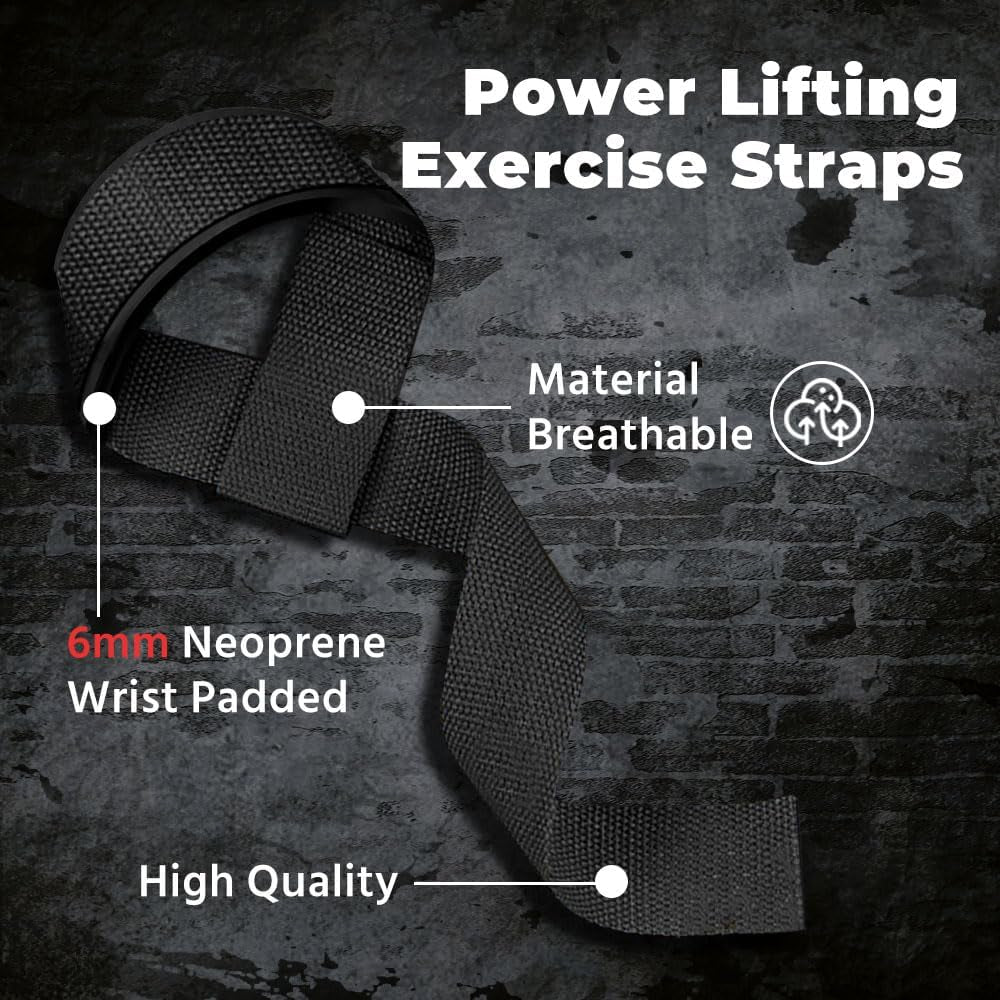 Lifting Straps, Weightlifting Straps, Deadlift Straps with Padded Neoprene for Power Lifting, Bodybuilding, Gym Workout, Strength Training & Fitness Workout, Resistance